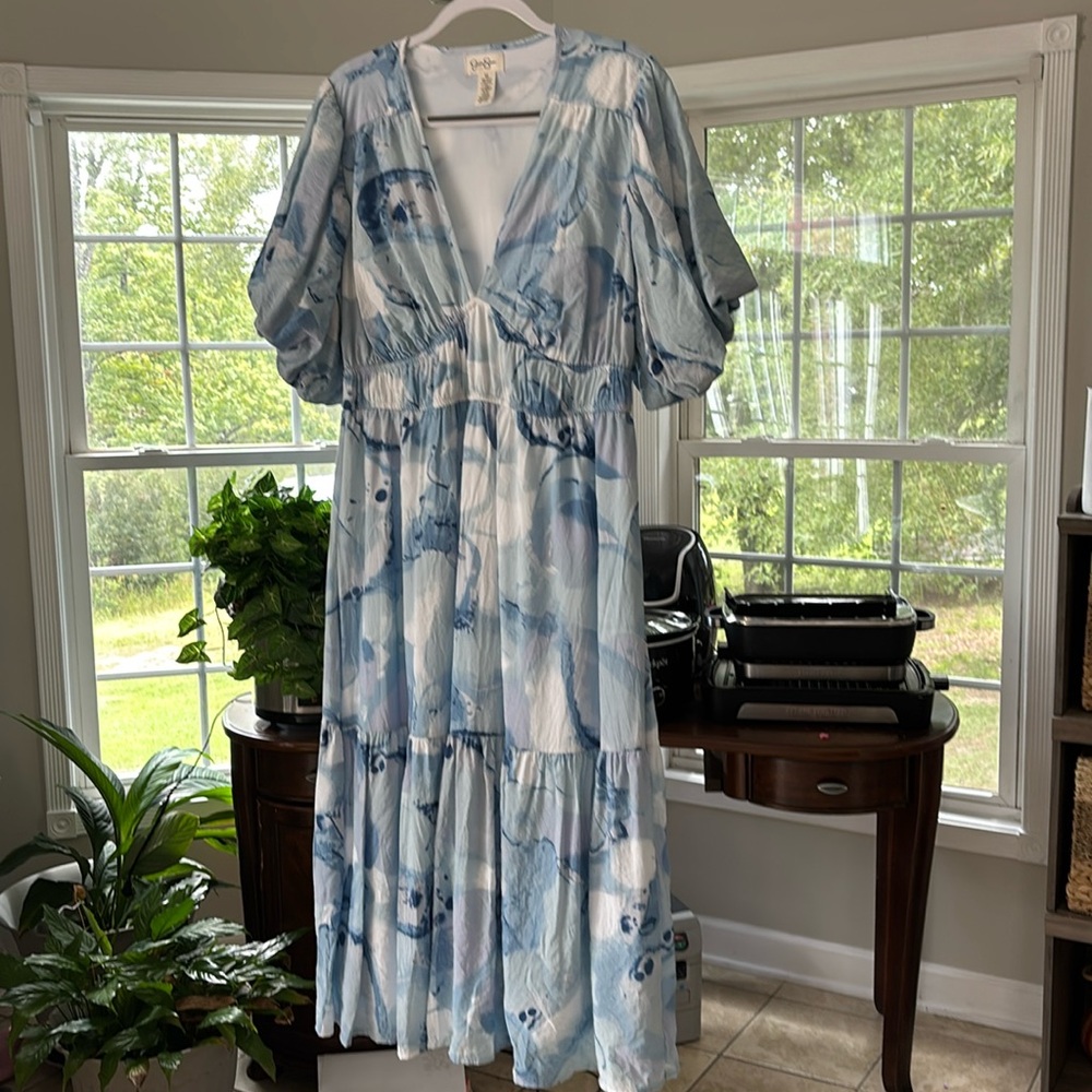 Jessica Simpson Blue abstract Patterned Women's Dress size XL